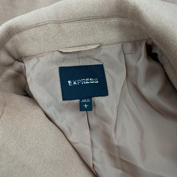 Express Wool Blend Cocoon Coat Snap Button Camel Tan Size L - Picture 9 of 9